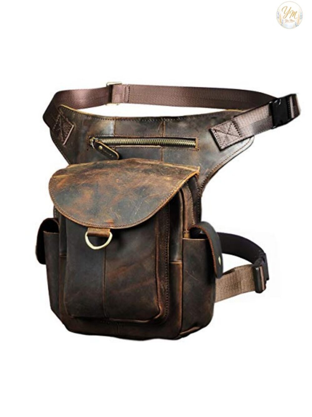 Genuine Leather Waist Pack Motorcycle Fanny Belt Bag Drop Leg